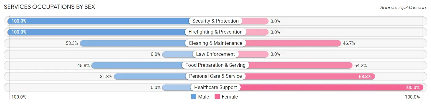 Services Occupations by Sex in Zip Code 57003