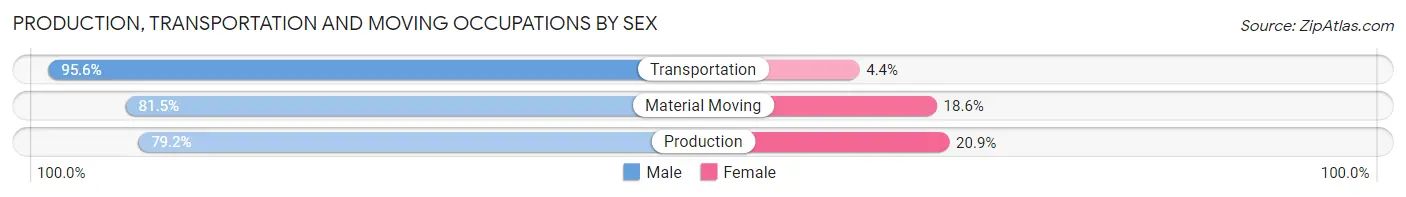 Production, Transportation and Moving Occupations by Sex in Zip Code 57005
