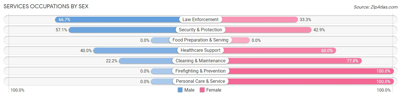 Services Occupations by Sex in Zip Code 57031