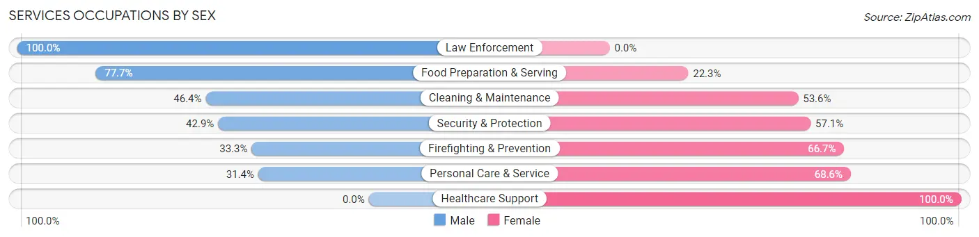 Services Occupations by Sex in Zip Code 57064