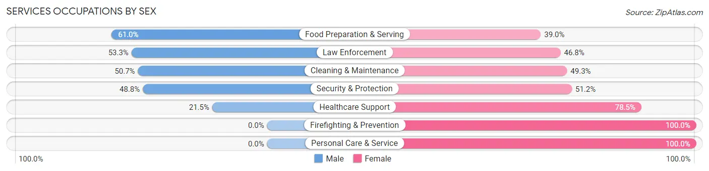 Services Occupations by Sex in Zip Code 57078