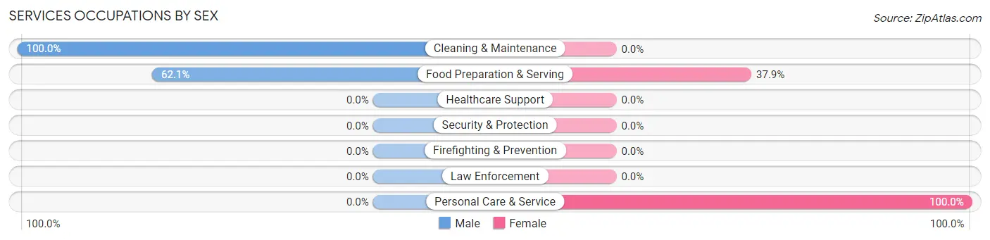Services Occupations by Sex in Zip Code 57232