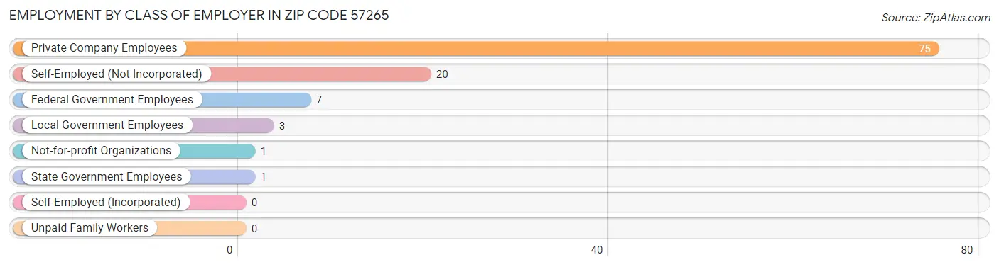 Employment by Class of Employer in Zip Code 57265