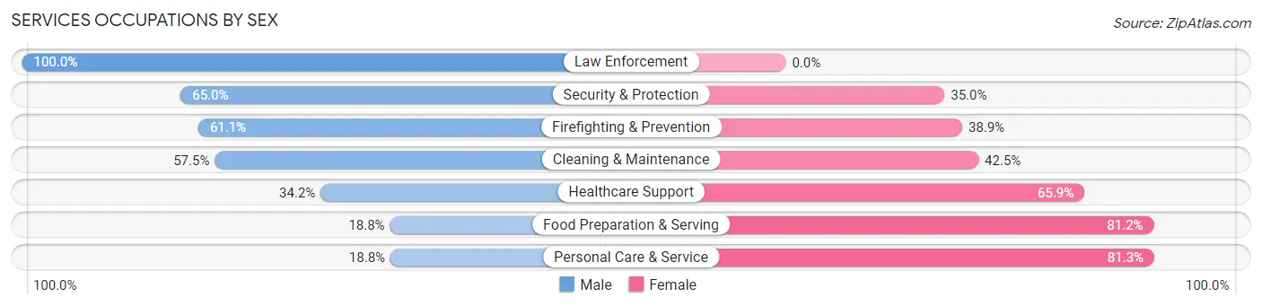 Services Occupations by Sex in Zip Code 57362