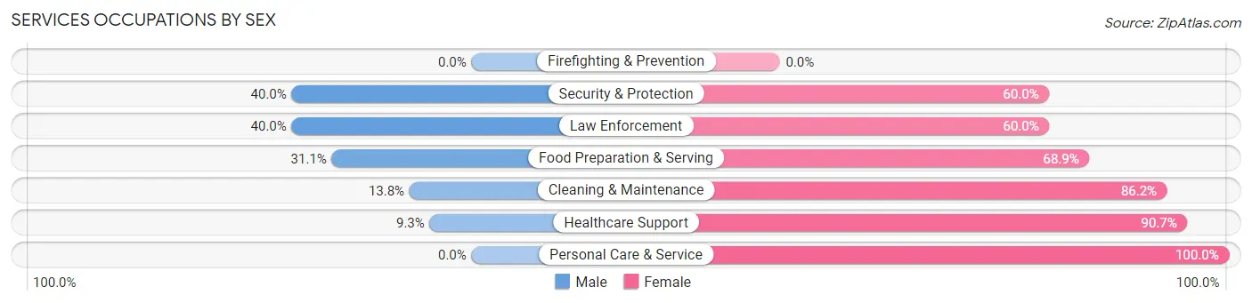 Services Occupations by Sex in Zip Code 57366