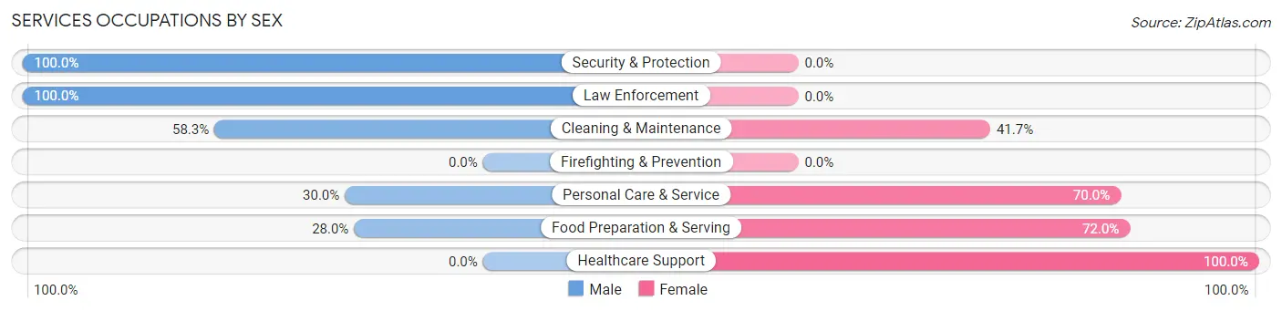 Services Occupations by Sex in Zip Code 57385