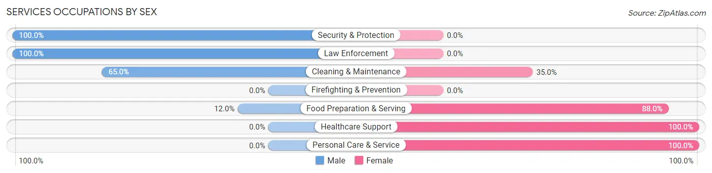 Services Occupations by Sex in Zip Code 57430
