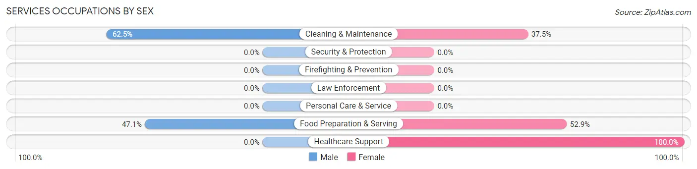 Services Occupations by Sex in Zip Code 57437