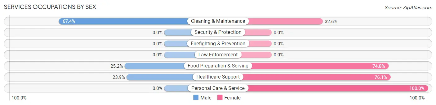 Services Occupations by Sex in Zip Code 57451