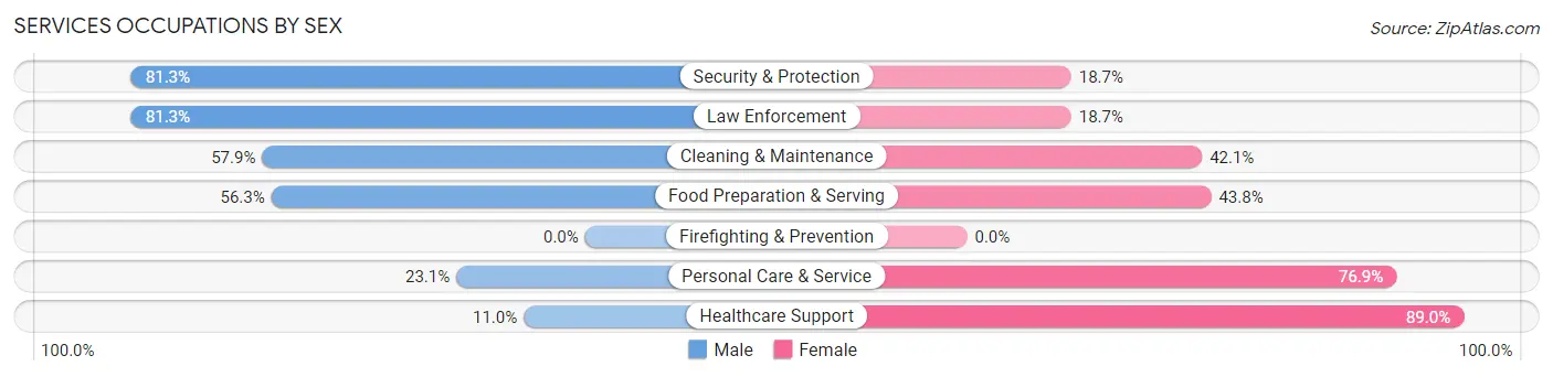 Services Occupations by Sex in Zip Code 57469