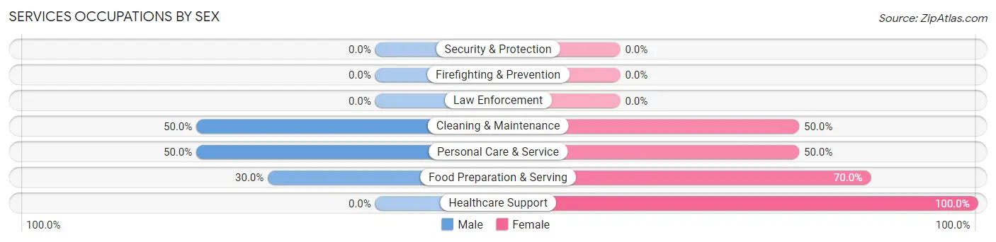 Services Occupations by Sex in Zip Code 57543