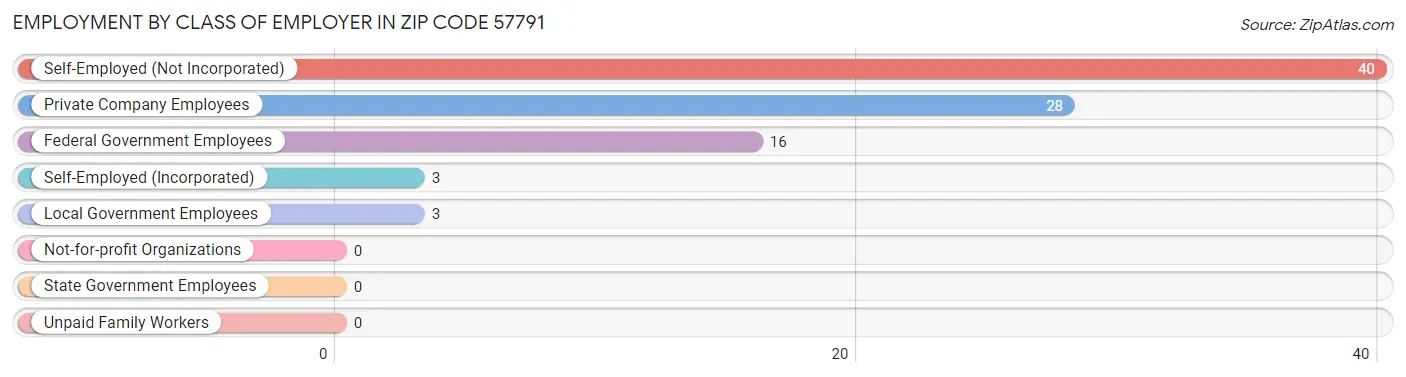 Employment by Class of Employer in Zip Code 57791