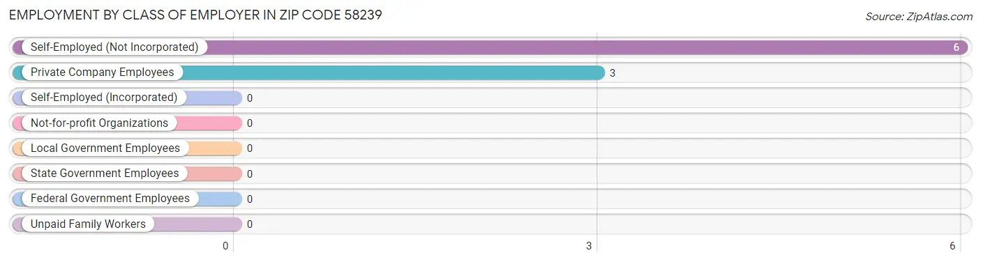 Employment by Class of Employer in Zip Code 58239