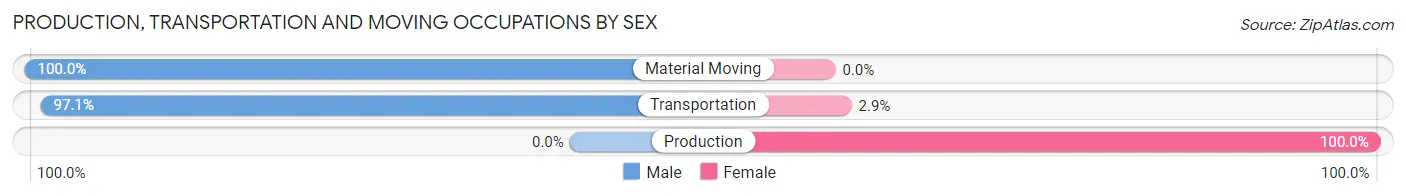 Production, Transportation and Moving Occupations by Sex in Zip Code 58368