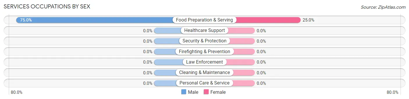 Services Occupations by Sex in Zip Code 58379