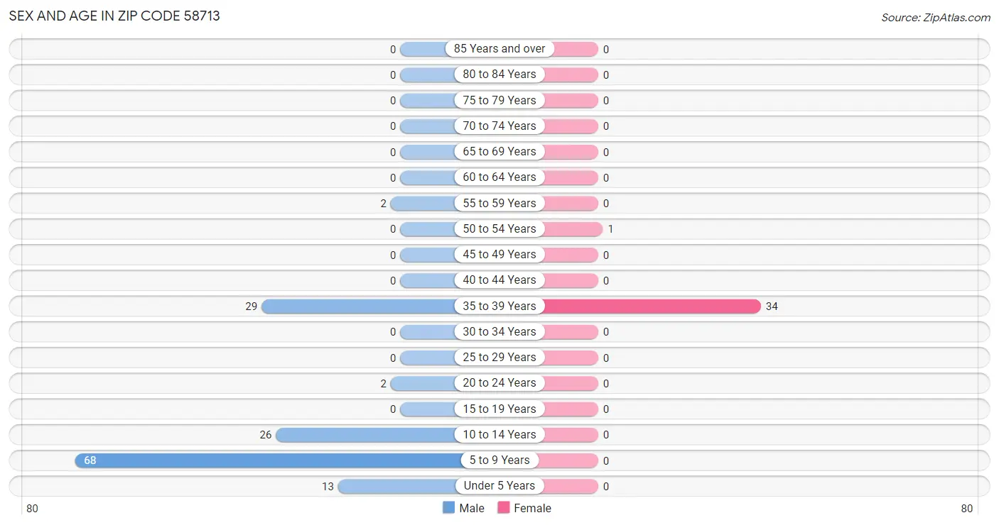 Sex and Age in Zip Code 58713