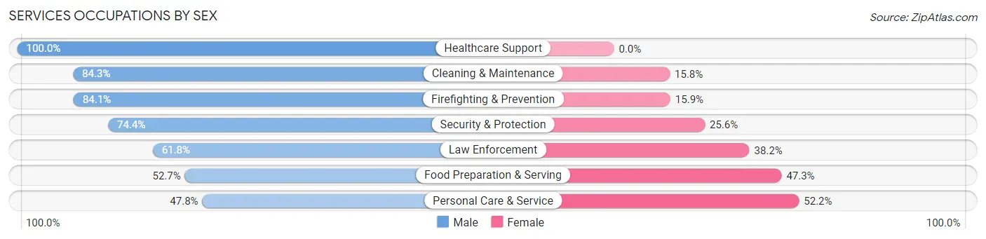 Services Occupations by Sex in Zip Code 58763