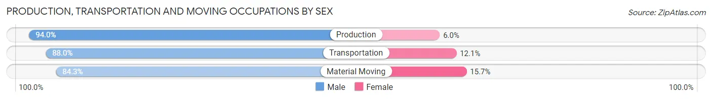 Production, Transportation and Moving Occupations by Sex in Zip Code 58852