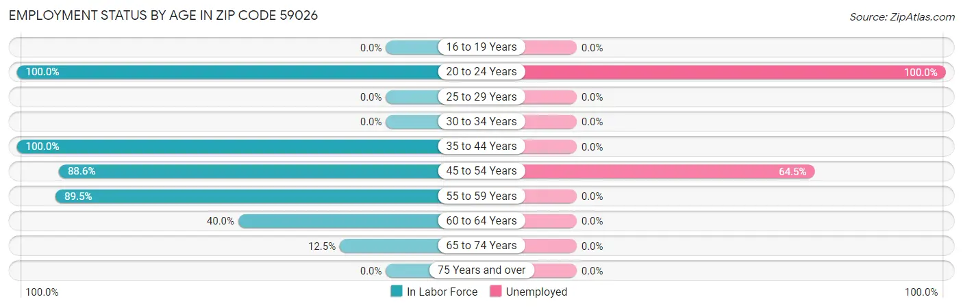 Employment Status by Age in Zip Code 59026