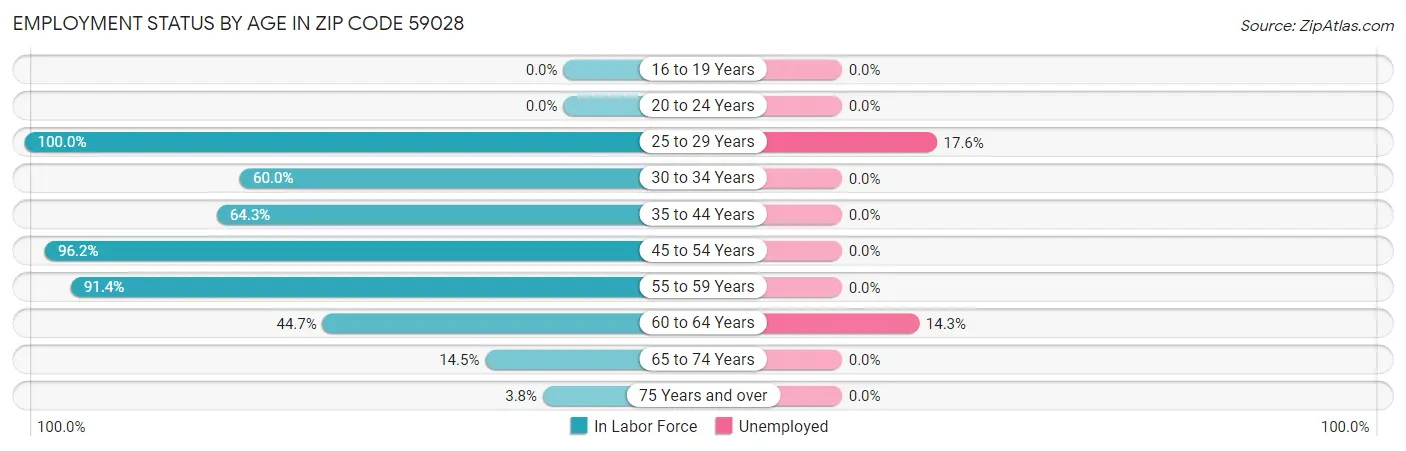 Employment Status by Age in Zip Code 59028