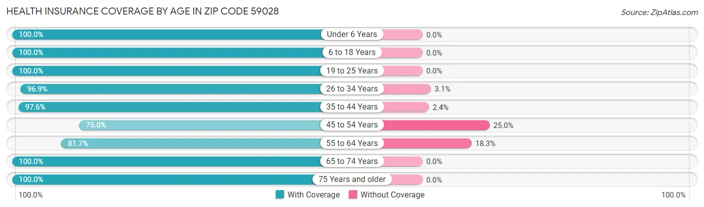 Health Insurance Coverage by Age in Zip Code 59028