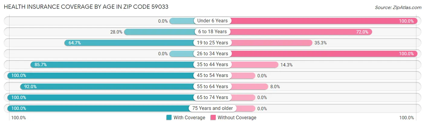 Health Insurance Coverage by Age in Zip Code 59033