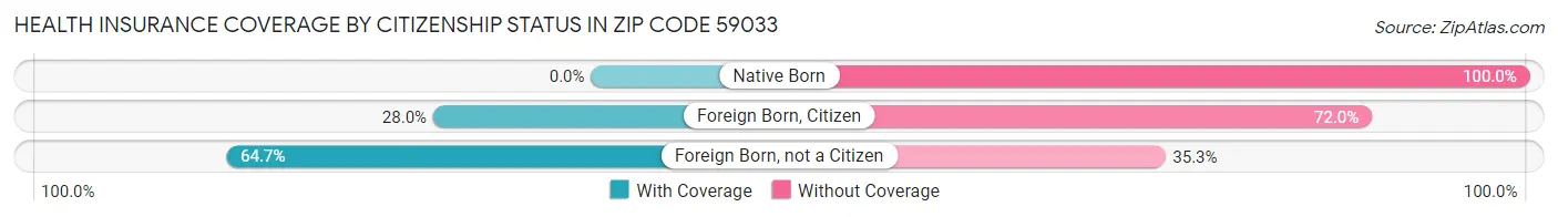 Health Insurance Coverage by Citizenship Status in Zip Code 59033