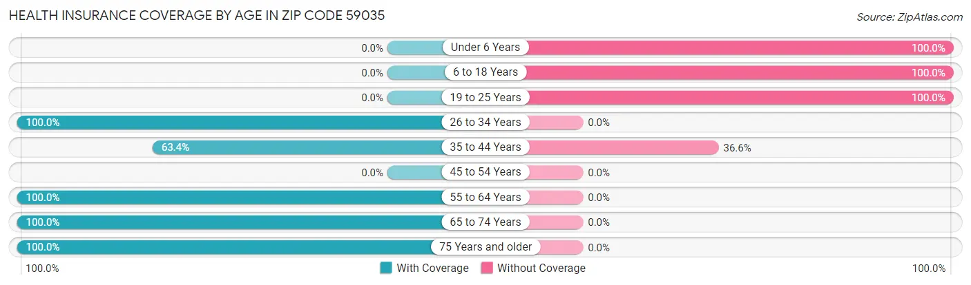 Health Insurance Coverage by Age in Zip Code 59035