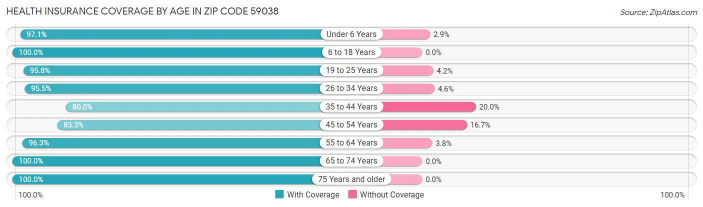 Health Insurance Coverage by Age in Zip Code 59038