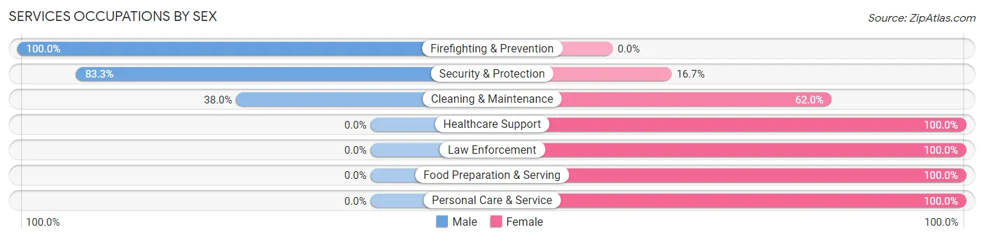 Services Occupations by Sex in Zip Code 59043