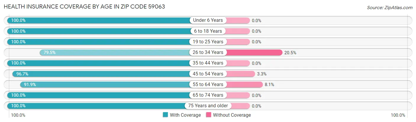 Health Insurance Coverage by Age in Zip Code 59063