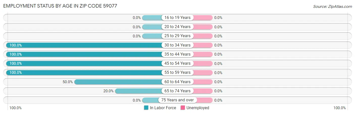 Employment Status by Age in Zip Code 59077