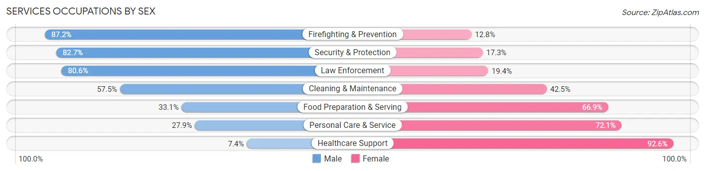 Services Occupations by Sex in Zip Code 59105