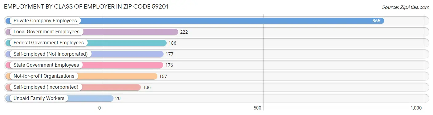 Employment by Class of Employer in Zip Code 59201