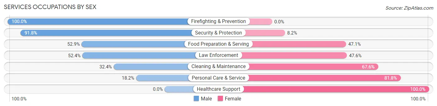 Services Occupations by Sex in Zip Code 59501