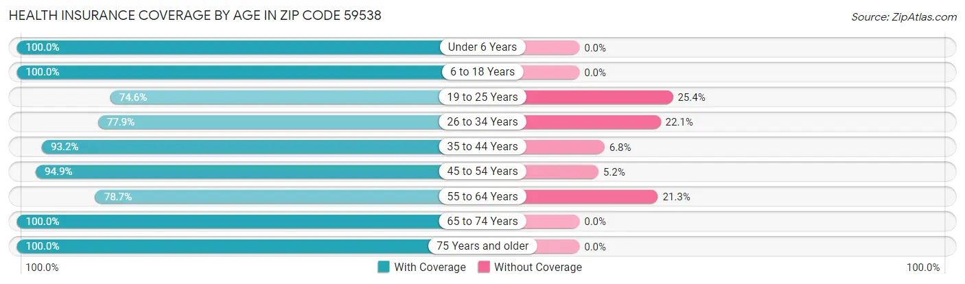 Health Insurance Coverage by Age in Zip Code 59538
