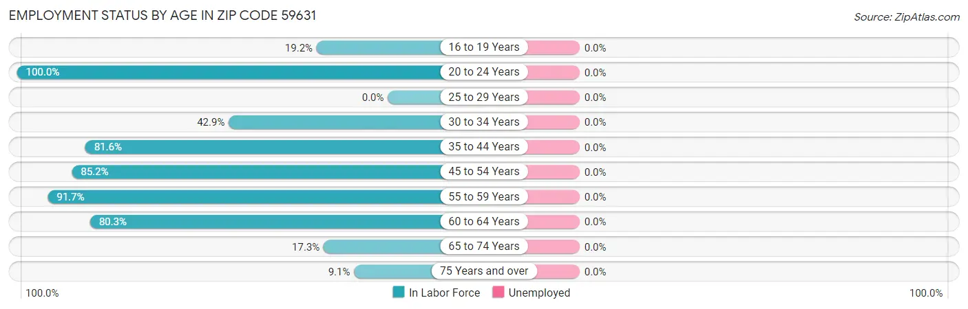 Employment Status by Age in Zip Code 59631