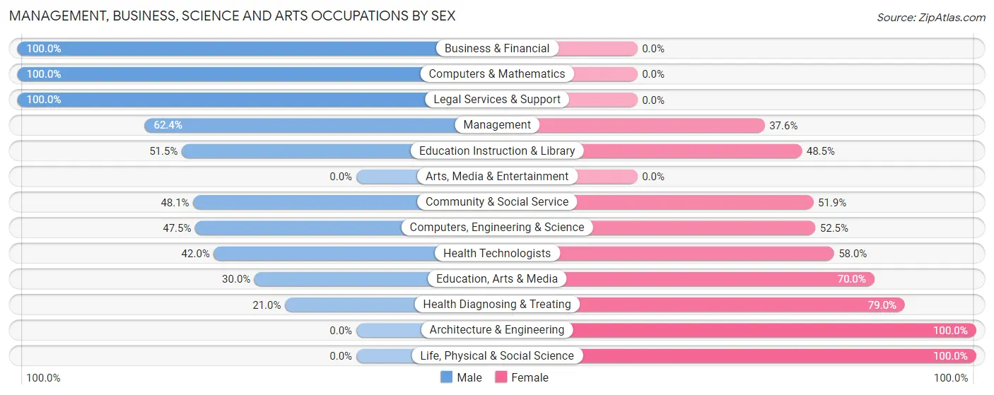 Management, Business, Science and Arts Occupations by Sex in Zip Code 59632