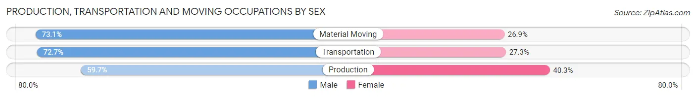 Production, Transportation and Moving Occupations by Sex in Zip Code 59715