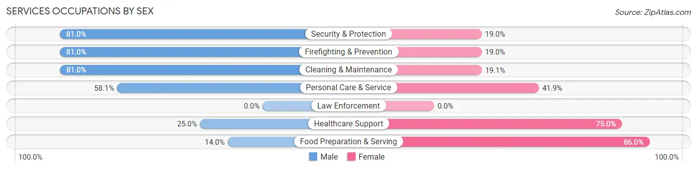 Services Occupations by Sex in Zip Code 59804
