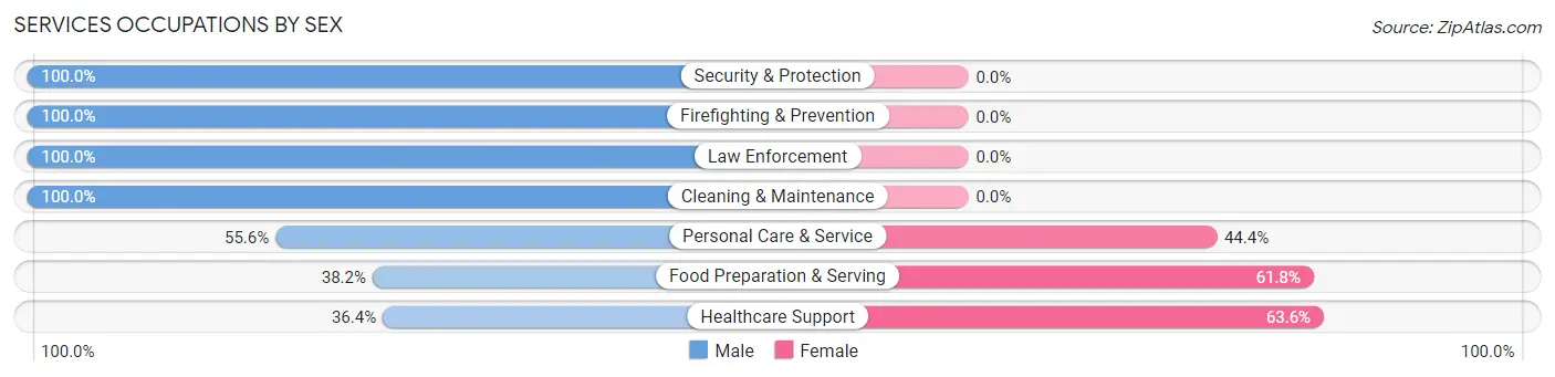 Services Occupations by Sex in Zip Code 59823