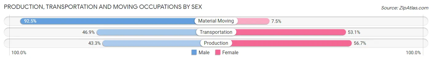 Production, Transportation and Moving Occupations by Sex in Zip Code 59824