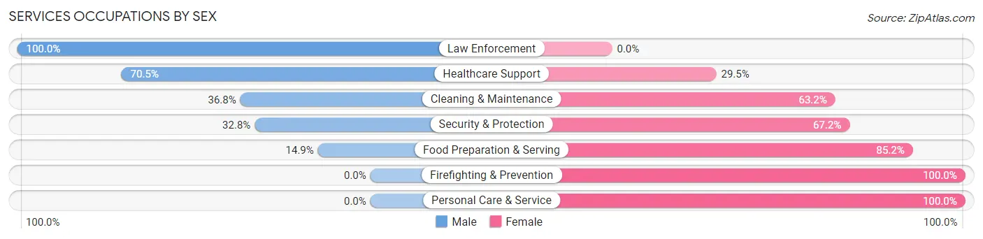 Services Occupations by Sex in Zip Code 59828