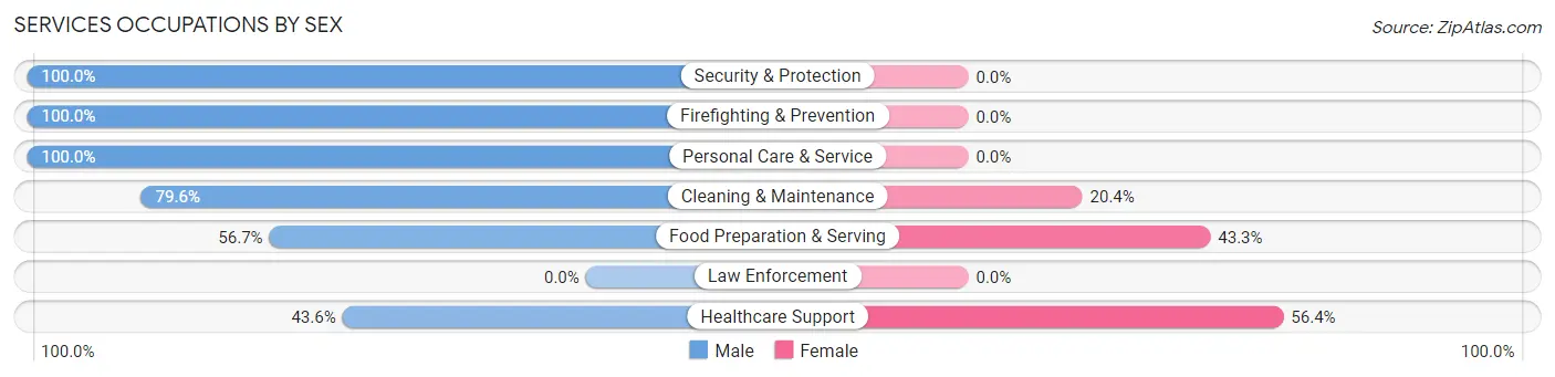 Services Occupations by Sex in Zip Code 59829