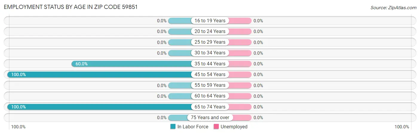 Employment Status by Age in Zip Code 59851