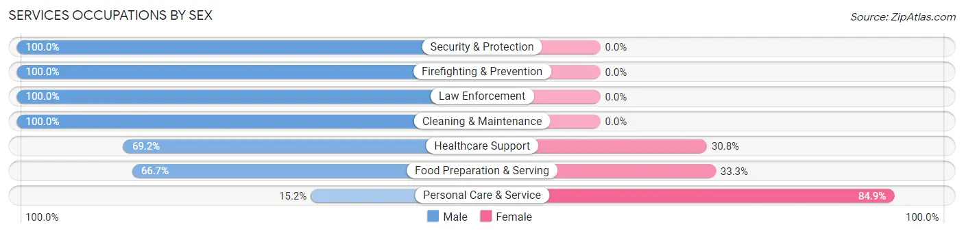 Services Occupations by Sex in Zip Code 59874