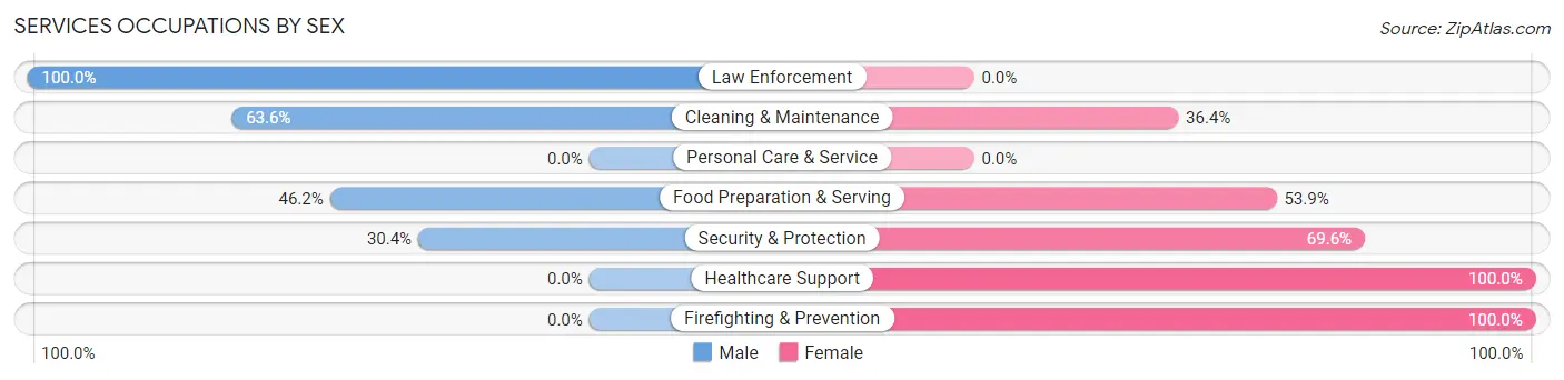 Services Occupations by Sex in Zip Code 59936