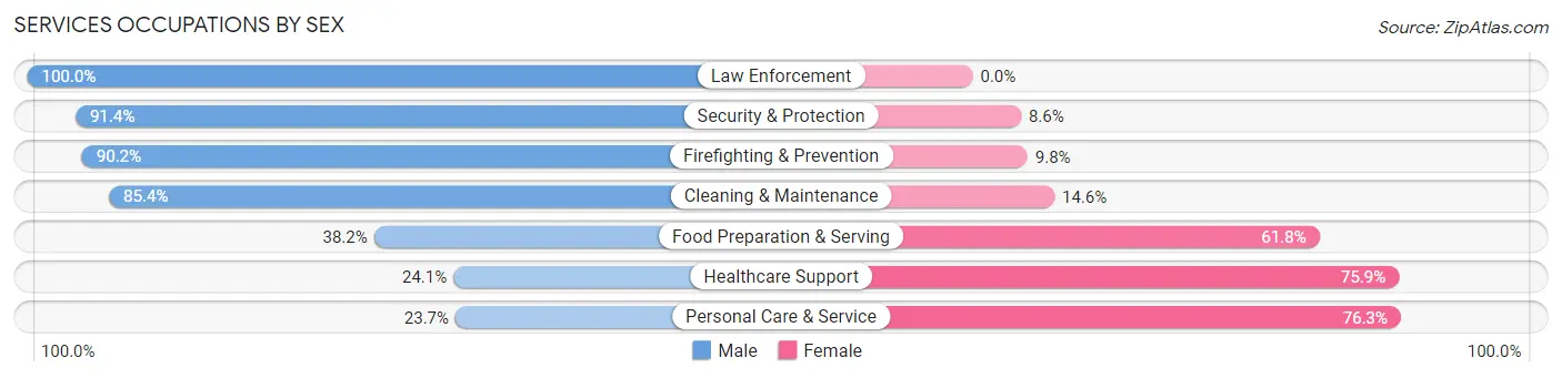 Services Occupations by Sex in Zip Code 60062