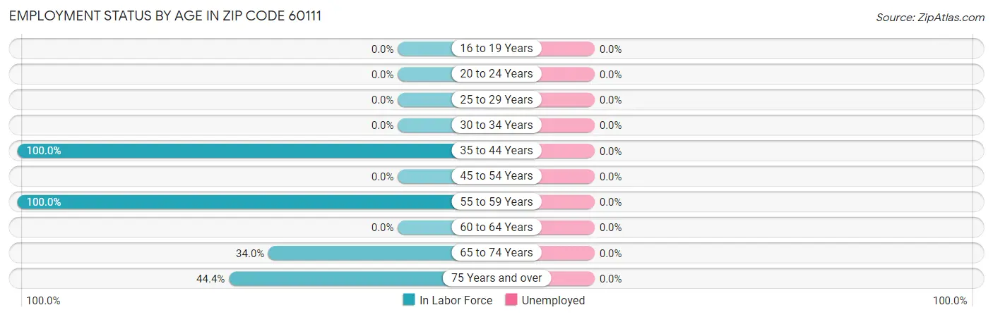 Employment Status by Age in Zip Code 60111