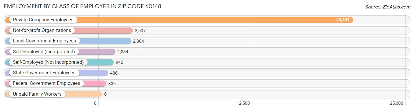 Employment by Class of Employer in Zip Code 60148